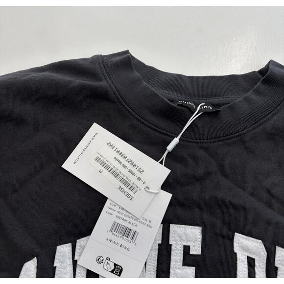 ANINE BING Miles Sweatshirt In Vintage Black Size Medium NWT - Picture 3 of 3